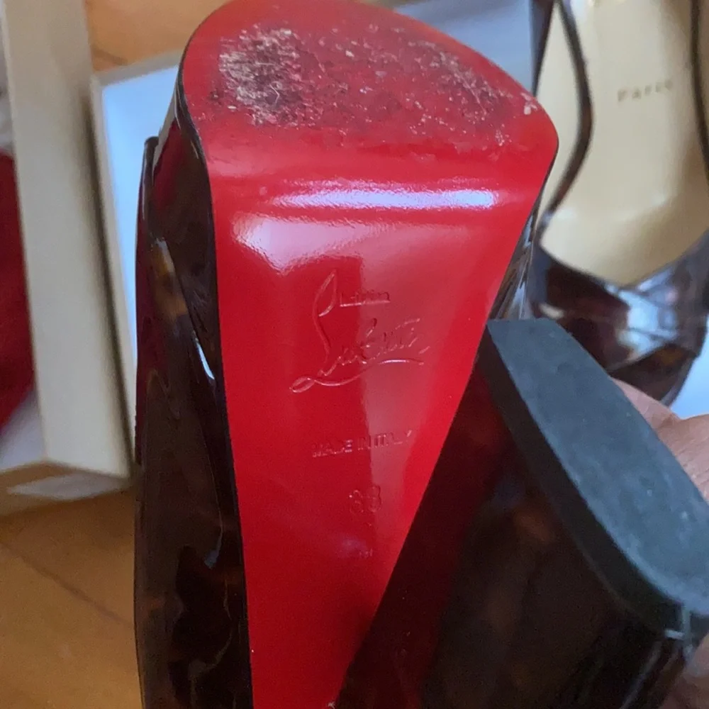 •Christian Louboutin• Sling Back Pumps 38 Tortoise - Picture 7 of 9